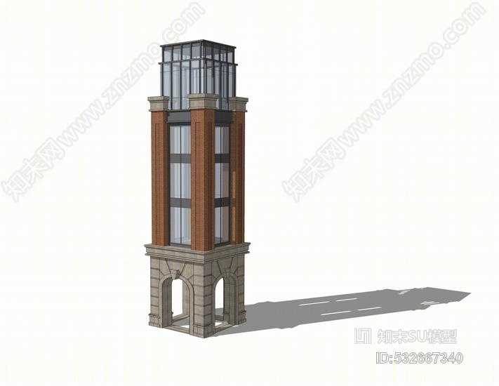 欧式景观塔SU模型下载【ID:532667340】