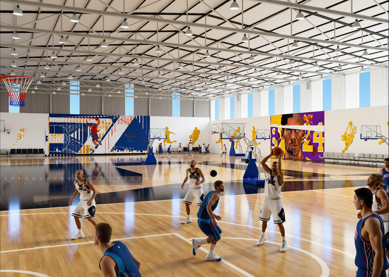 现代篮球场3D模型下载【ID:1214570775】