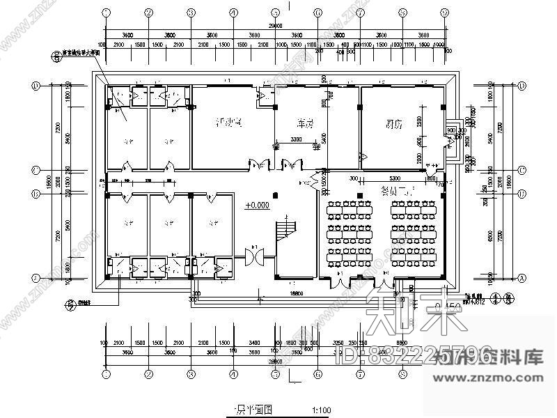 图块/节点某餐厅平面图cad施工图下载【ID:832225796】