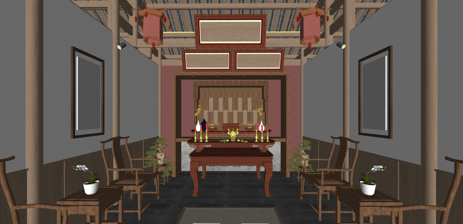 中式祠堂SU模型下载【ID:1216067337】