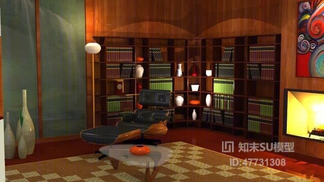别墅书房SU模型下载【ID:47731308】