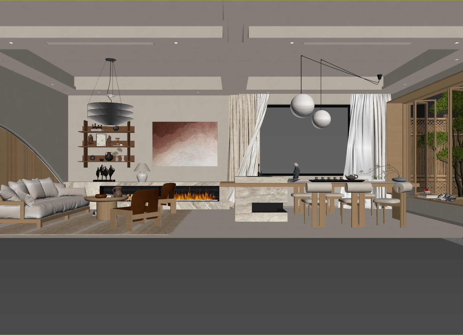 现代客餐厅3D模型下载【ID:1215163653】