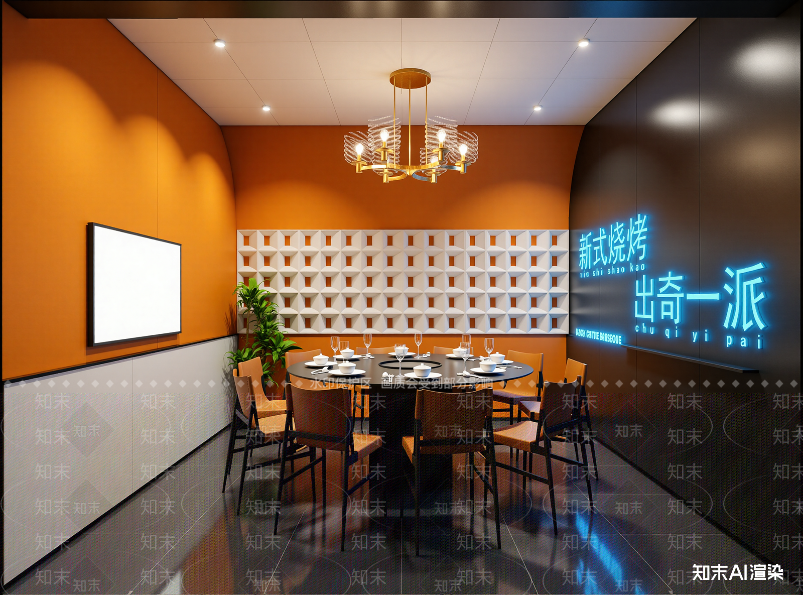 现代烧烤店3D模型下载【ID:1214245375】