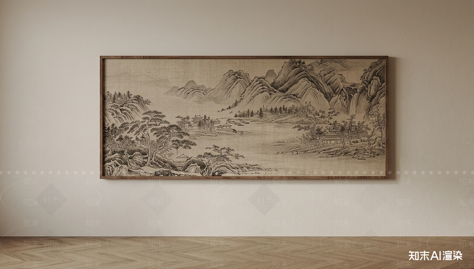 山水装饰画山水画SU模型下载【ID:1227486504】