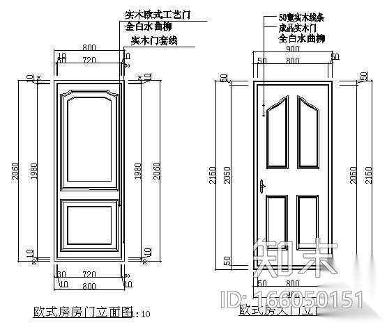 欧式房门立面cad施工图下载【ID:166050151】