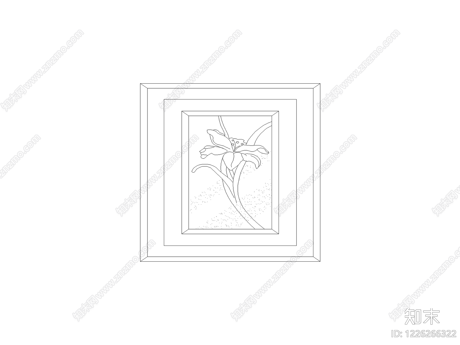 陈设类立面挂画cad施工图下载【ID:1226266322】
