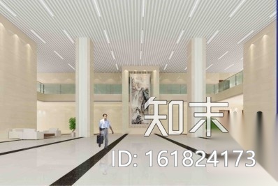 某大厦半地下办公大厅装修图（含效果）cad施工图下载【ID:161824173】