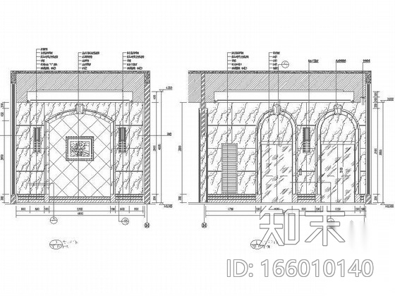 典雅简欧风格住宅入户大堂装修施工图（含效果）cad施工图下载【ID:166010140】