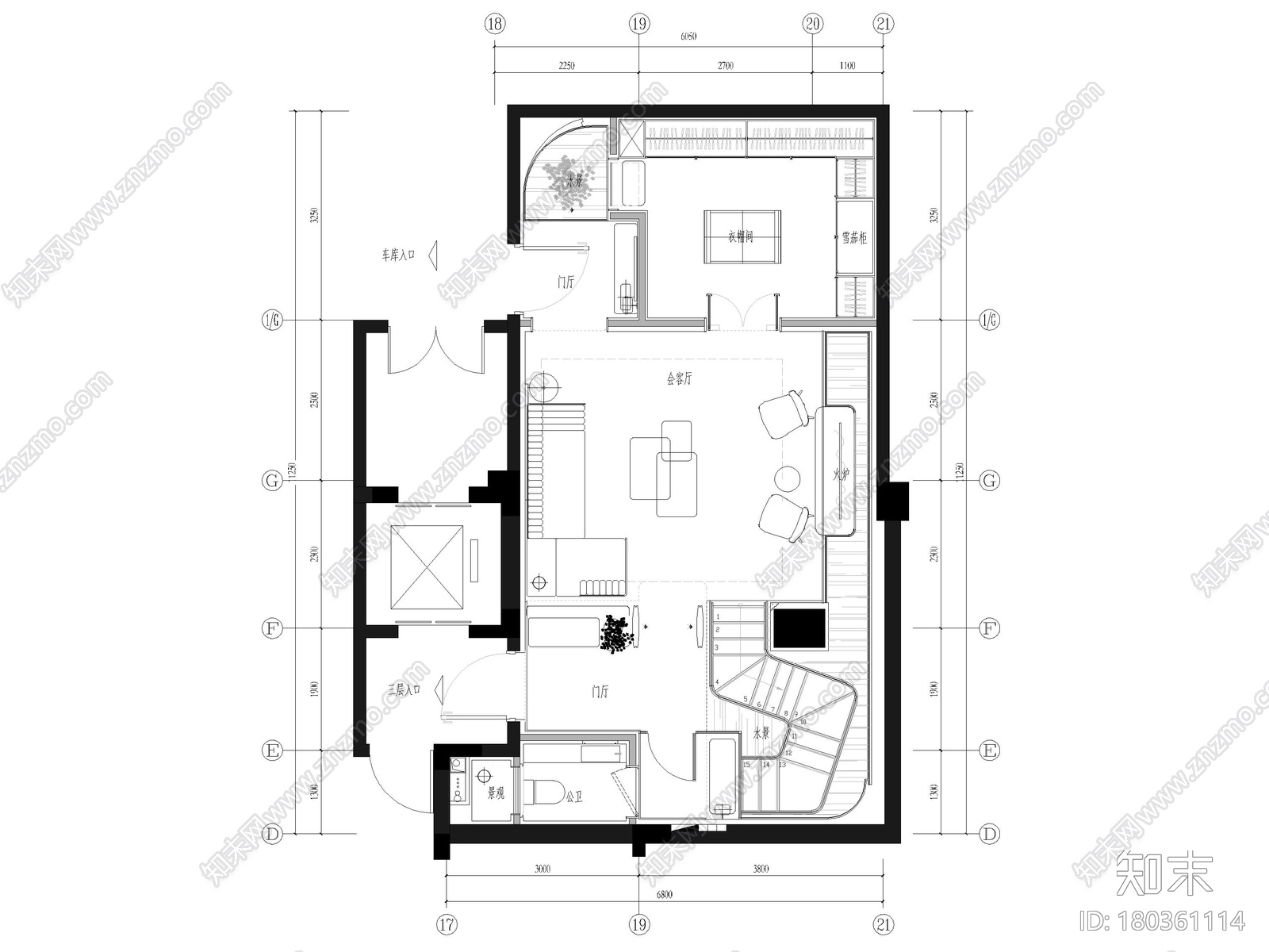 [天津]227㎡三居室中叠别墅装修设计施工图施工图下载【ID:180361114】