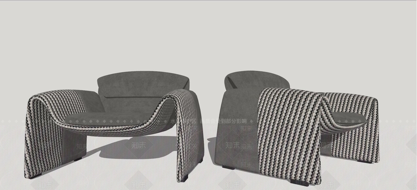 现代布艺休闲椅SU模型下载【ID:1127405951】