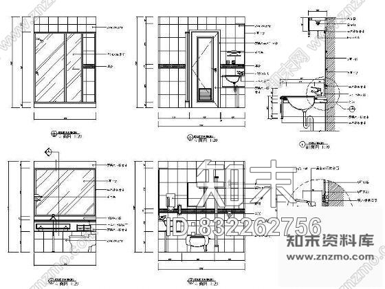 图块/节点客房卫生间详图cad施工图下载【ID:832262756】