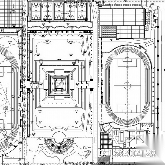 [湖南]某中学道路景观绿化工程施工图cad施工图下载【ID:166302128】