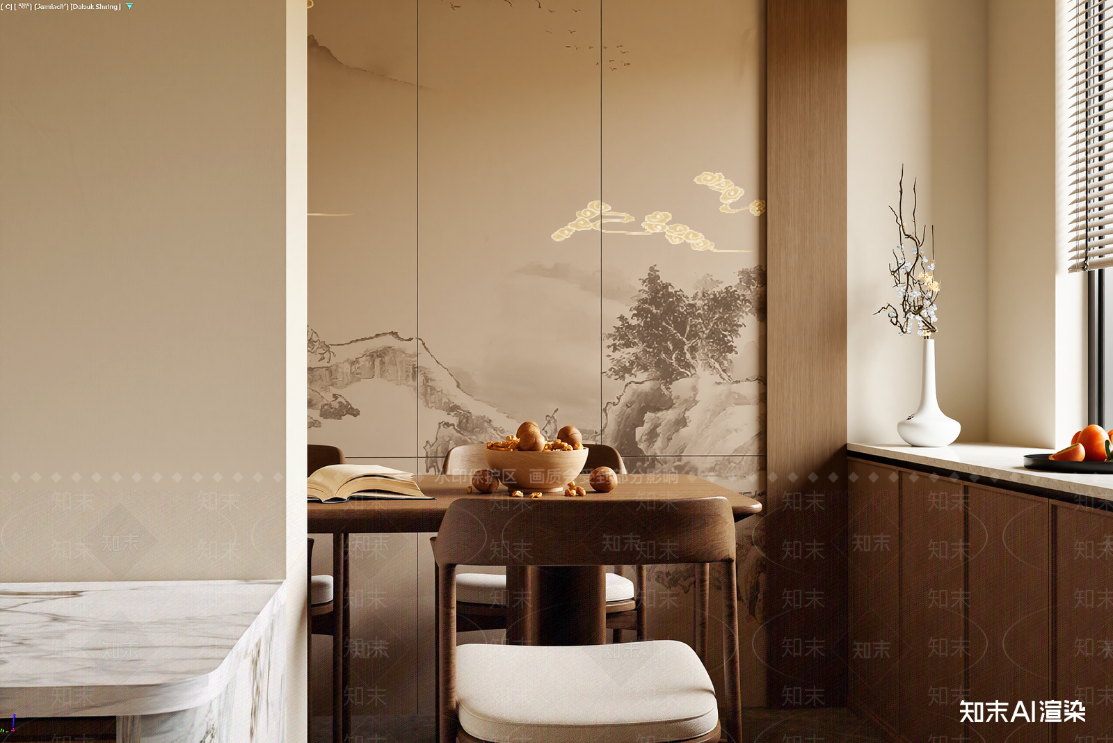 新中式家居餐厅3D模型下载【ID:1221782142】
