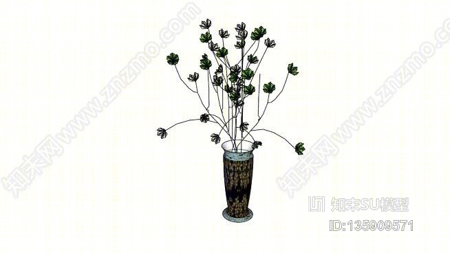 花瓶花叶SU模型下载【ID:135909571】