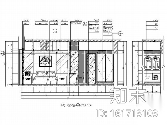 [青岛]酒店式公寓F户型室内装修图cad施工图下载【ID:161713103】