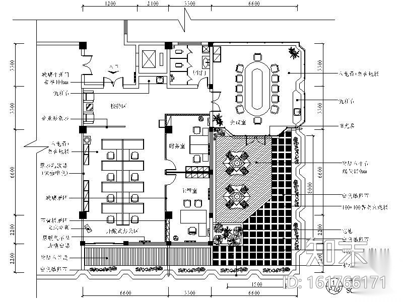 [青岛]某房地产公司办公室装修图cad施工图下载【ID:161766171】