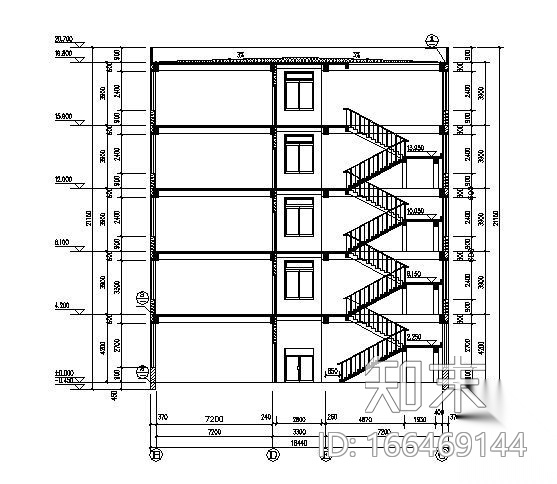 某五层中学教学楼建筑方案图（毕业设计）cad施工图下载【ID:166469144】