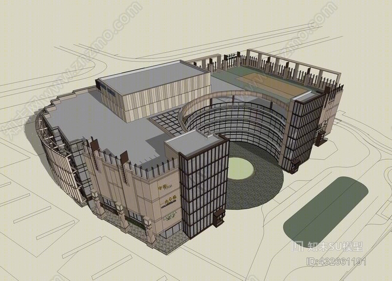 综合商业楼SU模型下载【ID:432661191】