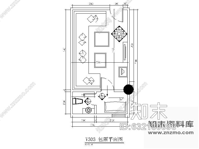 施工图酒吧包间装修图1cad施工图下载【ID:632130096】