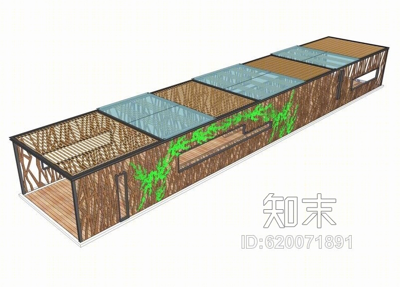 现代中式廊架SU模型下载【ID:620071891】