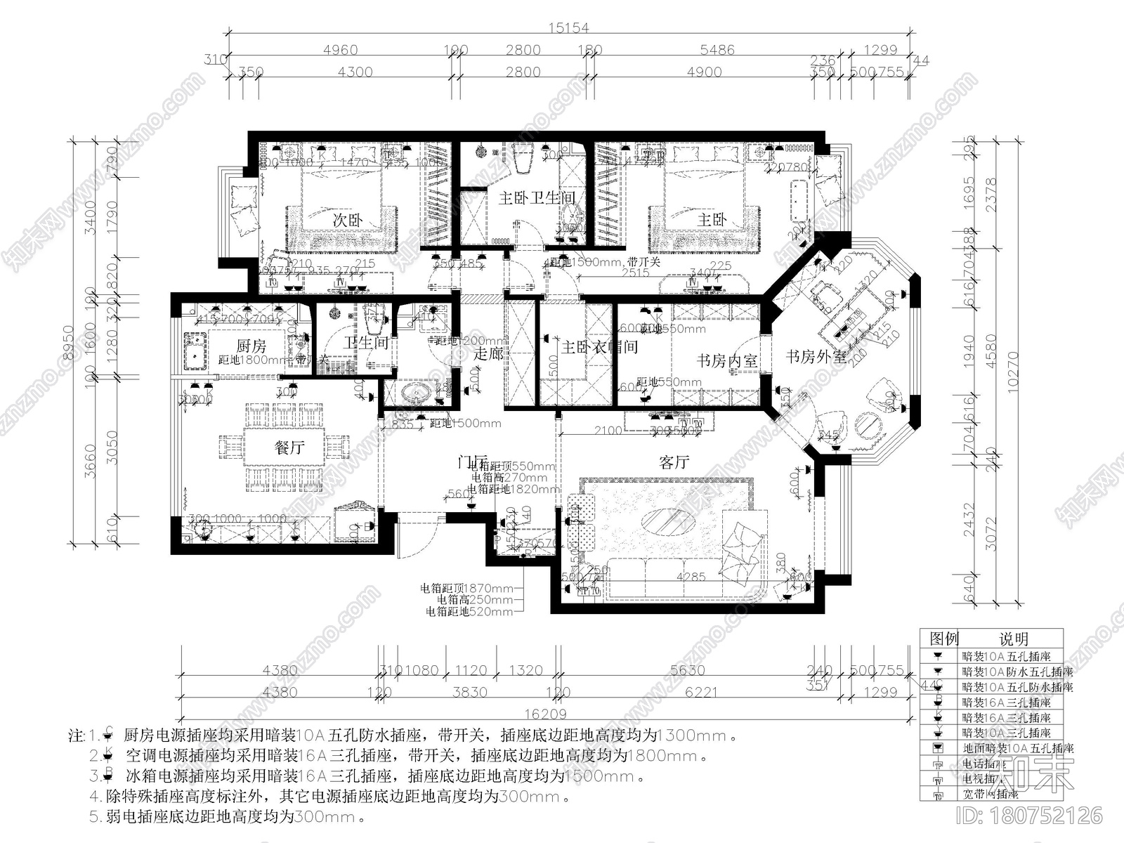 东易日盛标准家装样板间设计图例施工图cad施工图下载【ID:180752126】