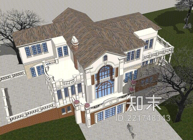 欧式别墅SU模型下载【ID:221748343】