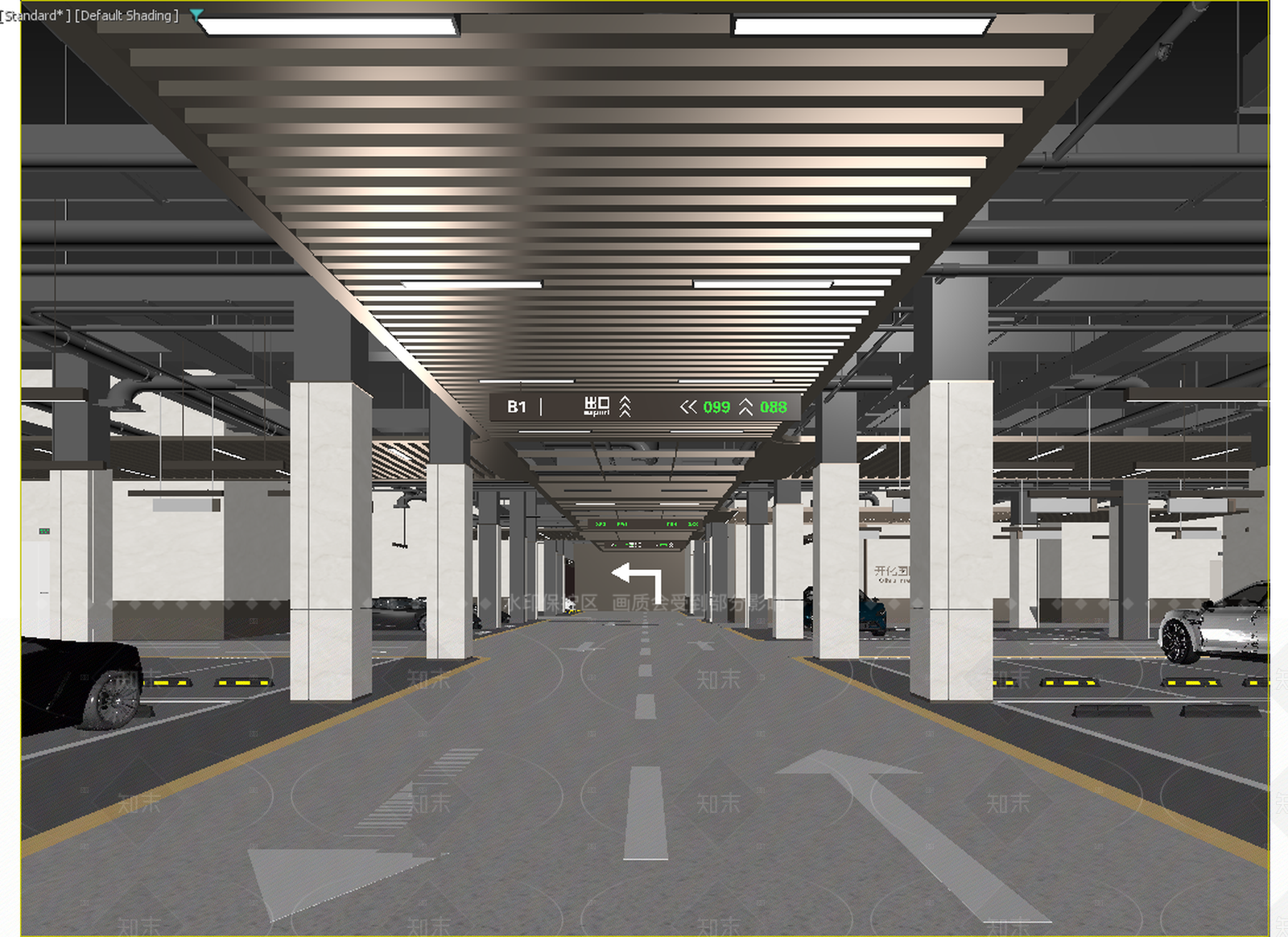 现代室内停车场3D模型下载【ID:1214922444】