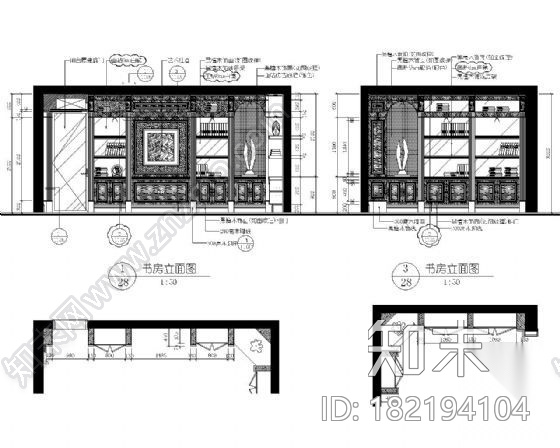 [北京]豪华欧式四居室样板房施工图cad施工图下载【ID:182194104】