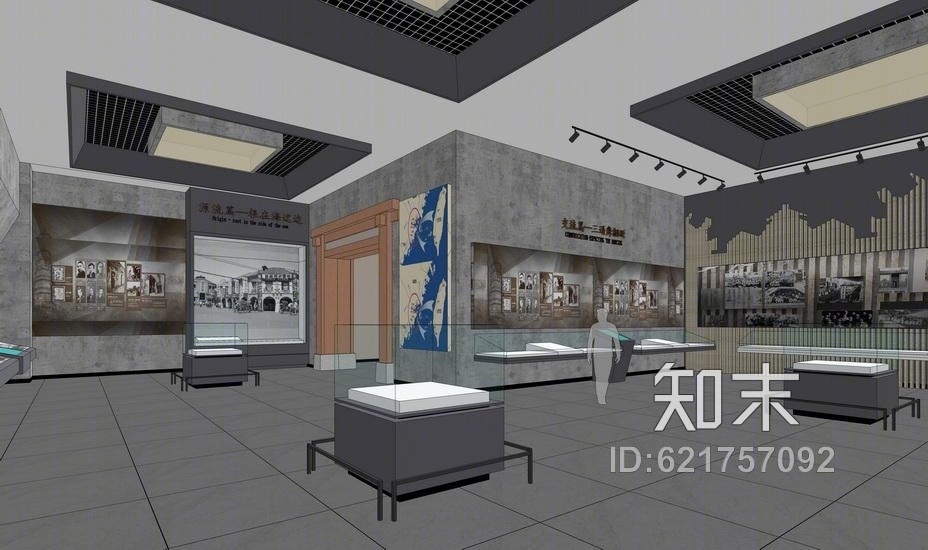 现代博物馆室内设计SU模型下载【ID:621757092】