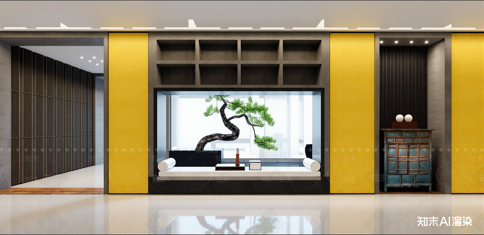 现代办公走廊SU模型下载【ID:1215971693】