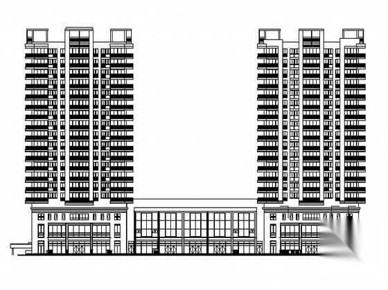 [西安]某十八层商住楼（带人防）建筑施工图cad施工图下载【ID:166702129】