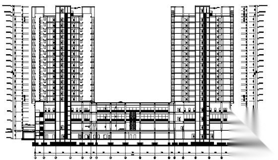 [西安]某十八层商住楼（带人防）建筑施工图cad施工图下载【ID:166702129】