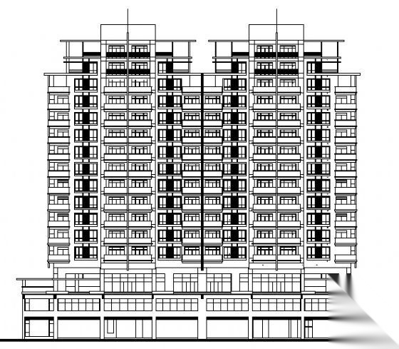 某十四层底商住宅楼建筑施工图施工图下载【ID:149851193】