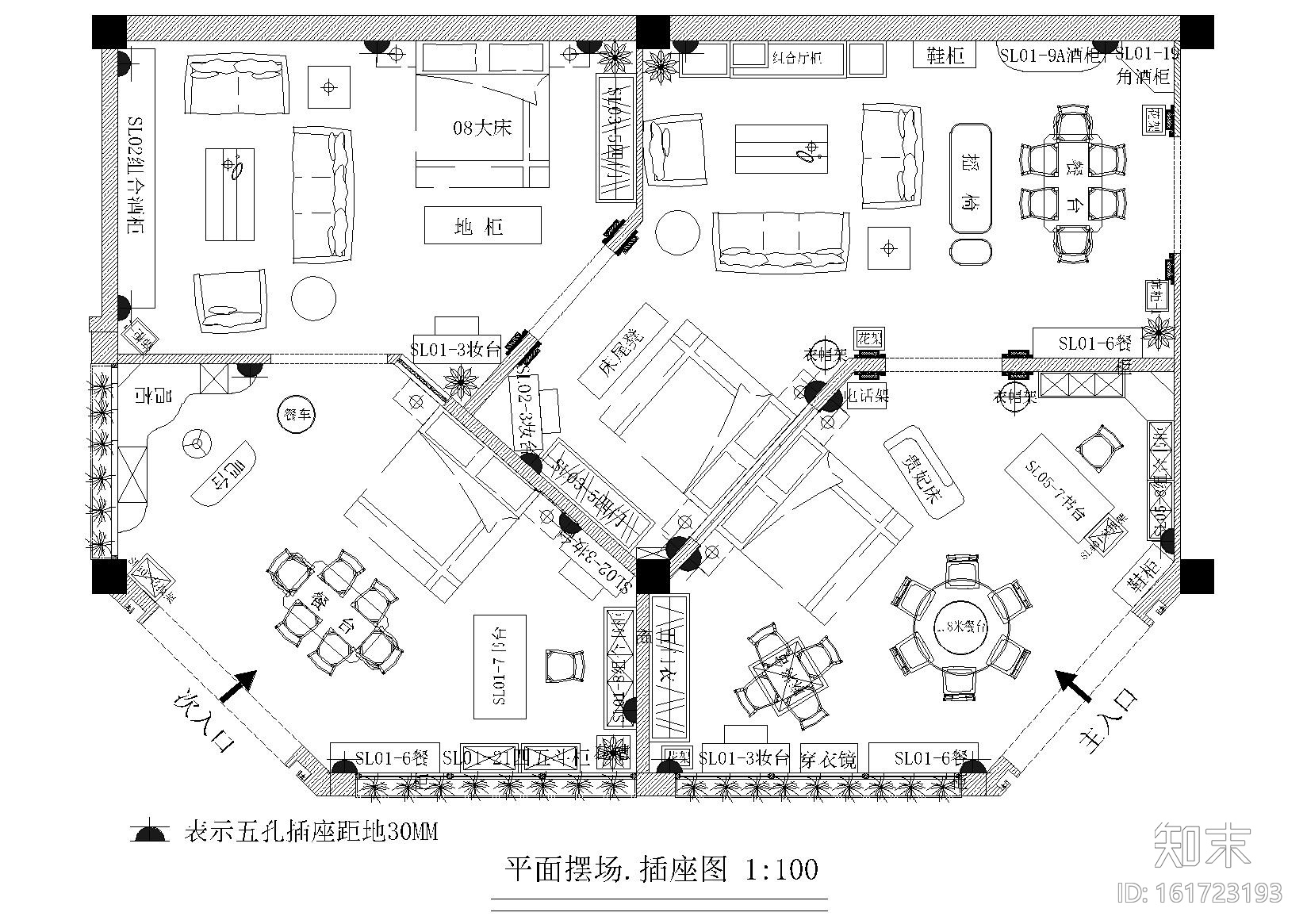 [湖北]武汉圣奥龙家具专卖店室内装饰施工图cad施工图下载【ID:161723193】