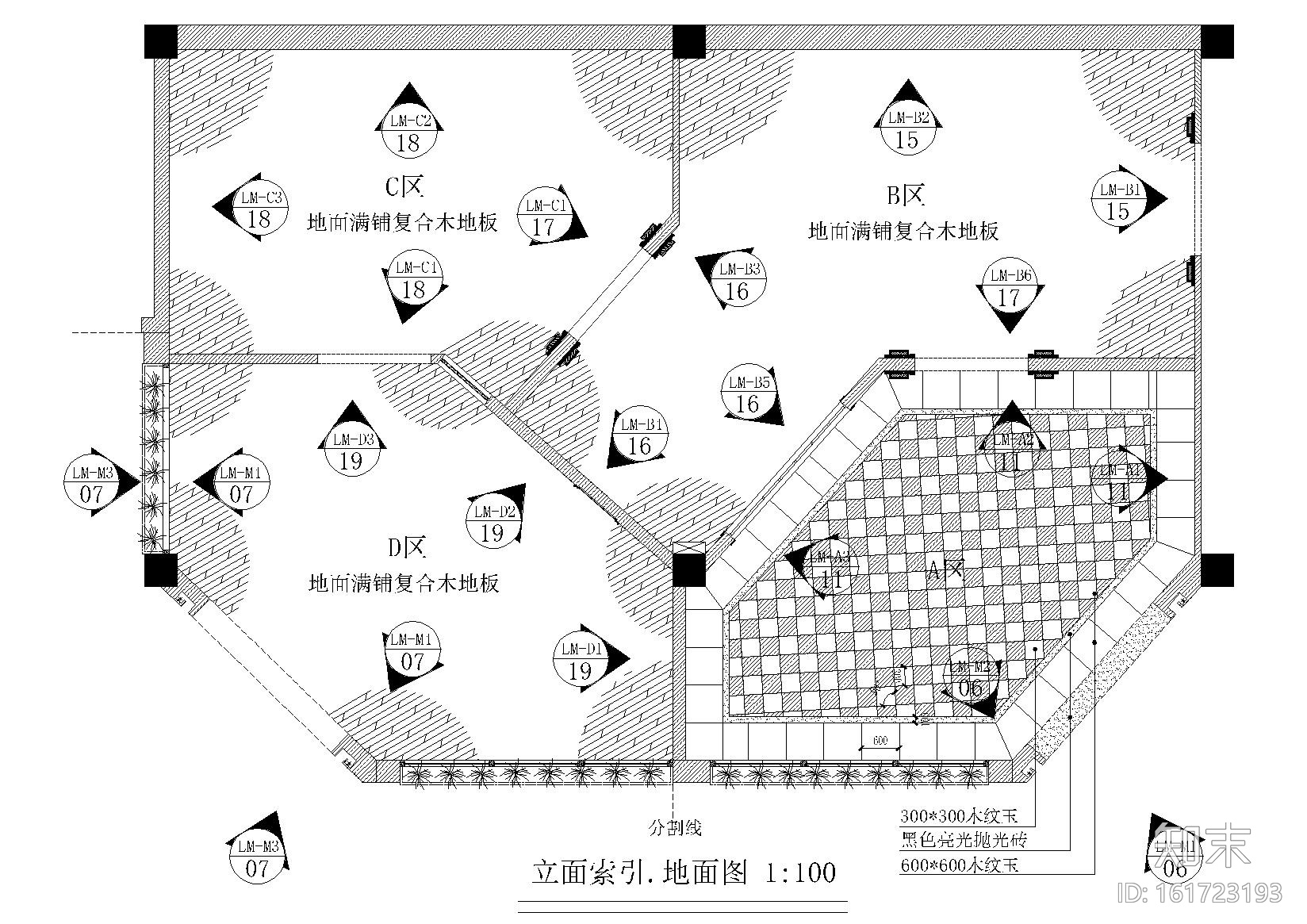 [湖北]武汉圣奥龙家具专卖店室内装饰施工图cad施工图下载【ID:161723193】