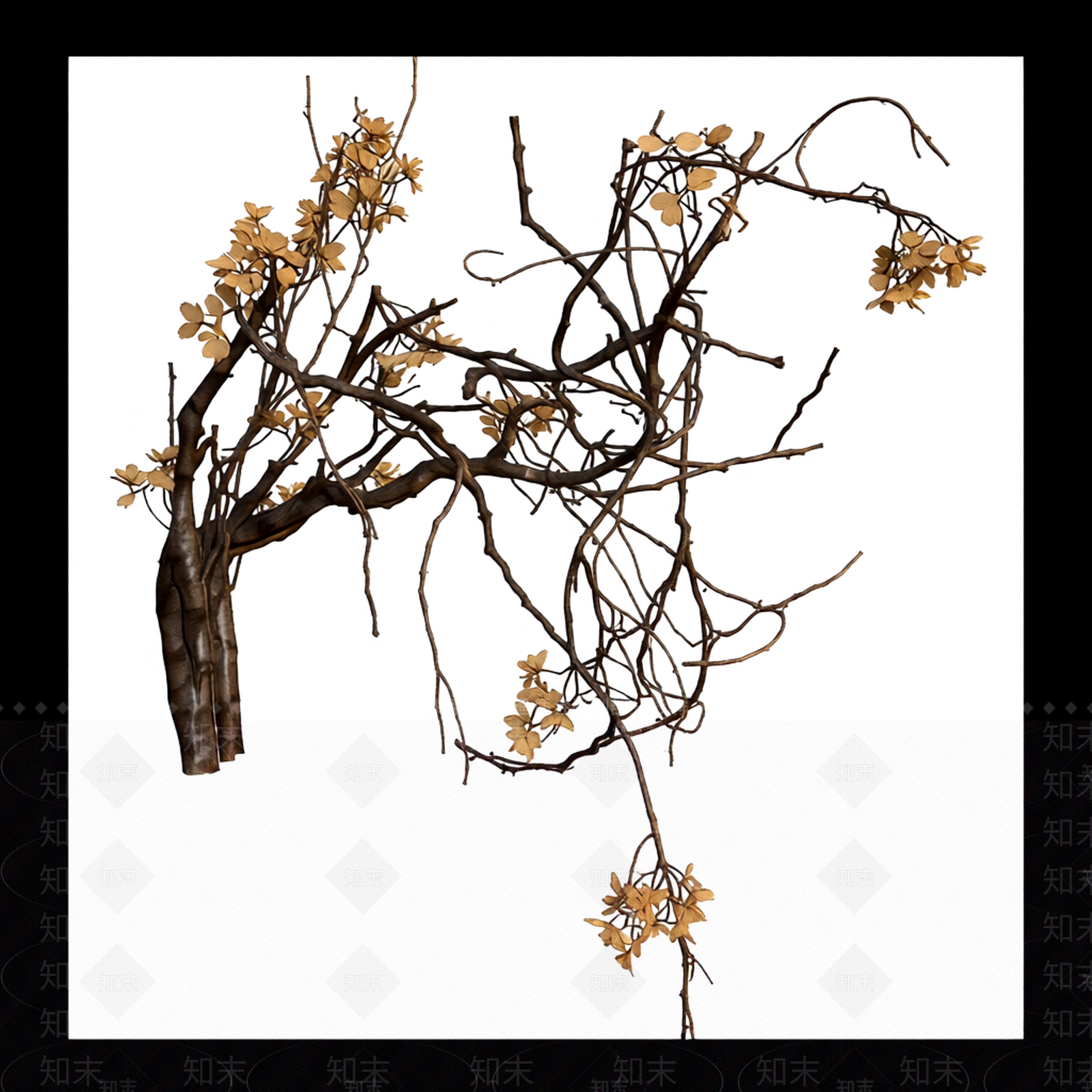 枯树枝带花装饰3D模型下载【ID:1206203418】