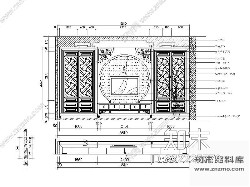 图块/节点客厅立面图cad施工图下载【ID:832225779】