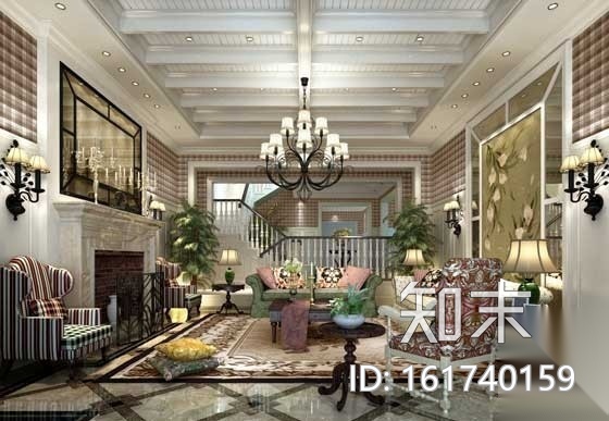 英伦风格双拼别墅样板房施工图（含效果）cad施工图下载【ID:161740159】