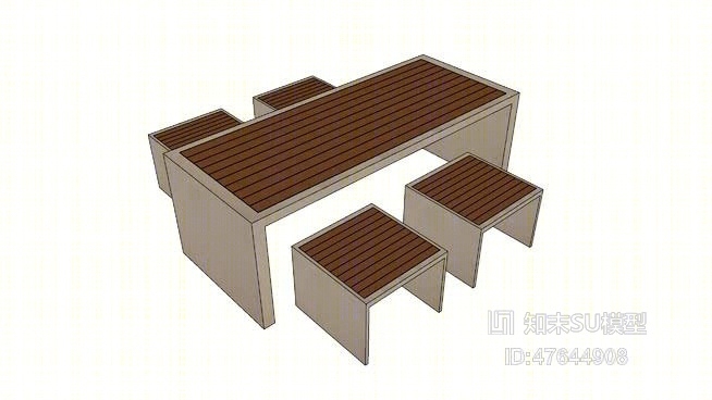 休闲桌椅组合SU模型下载【ID:47644908】