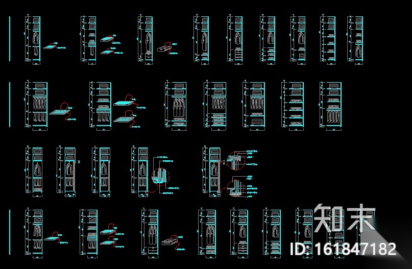 78款衣柜设计CAD详图施工图下载【ID:161847182】