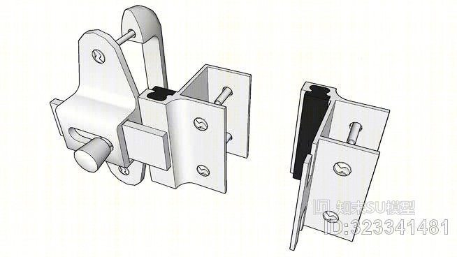 HPL卫生间隔板镀铬门闩SU模型下载【ID:323341481】