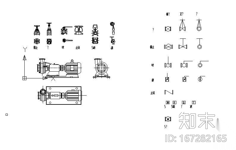 配管专用平立面图块（包括各式阀门、泵、管件）cad施工图下载【ID:167282165】