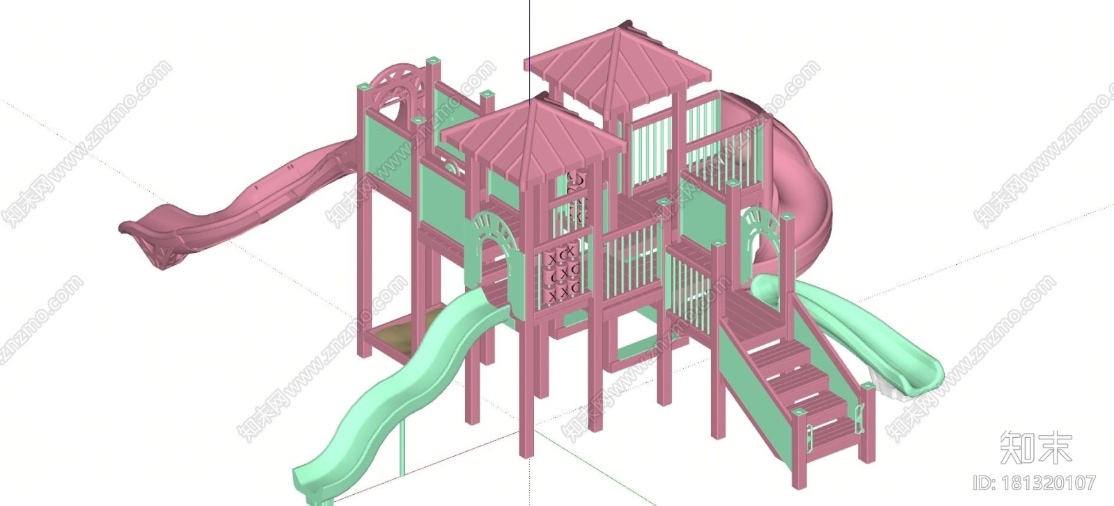 儿童滑梯SU模型下载【ID:181320107】