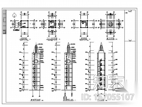 [重庆]某星光学校七层钟楼建筑初步图cad施工图下载【ID:167055107】