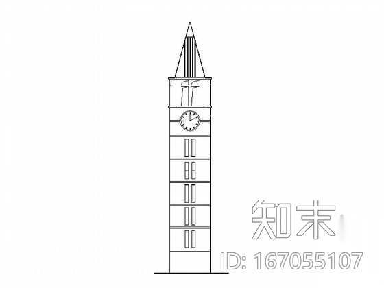 [重庆]某星光学校七层钟楼建筑初步图cad施工图下载【ID:167055107】