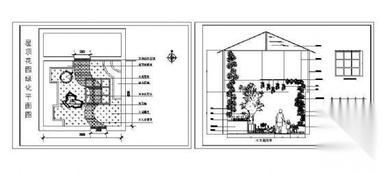 屋顶花园绿化布置图纸cad施工图下载【ID:161019174】