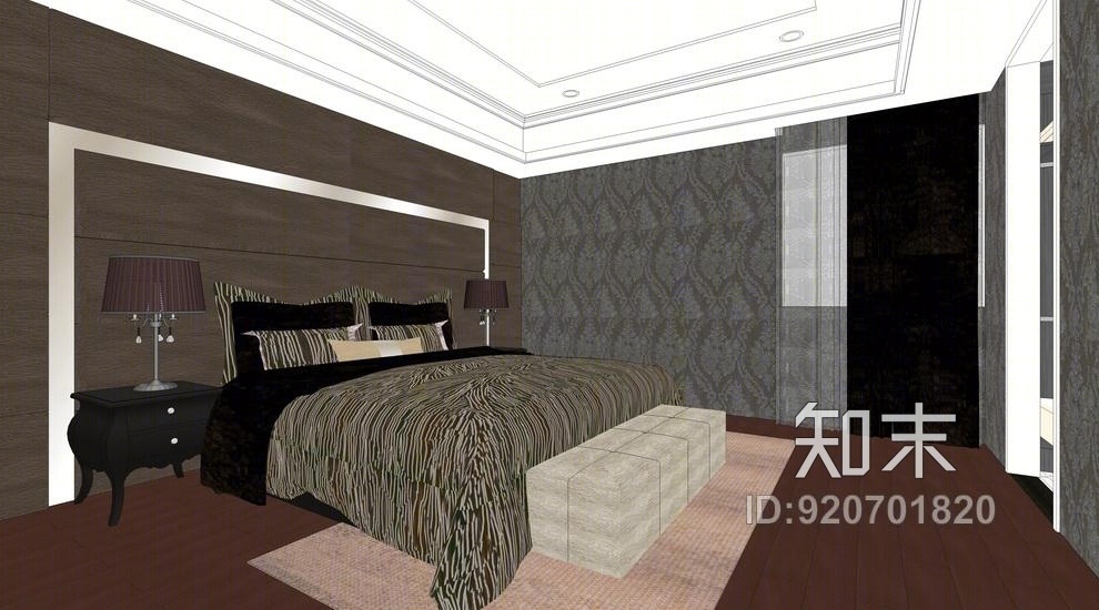 欧式风格三房两厅室内设计SU模型下载【ID:920701820】