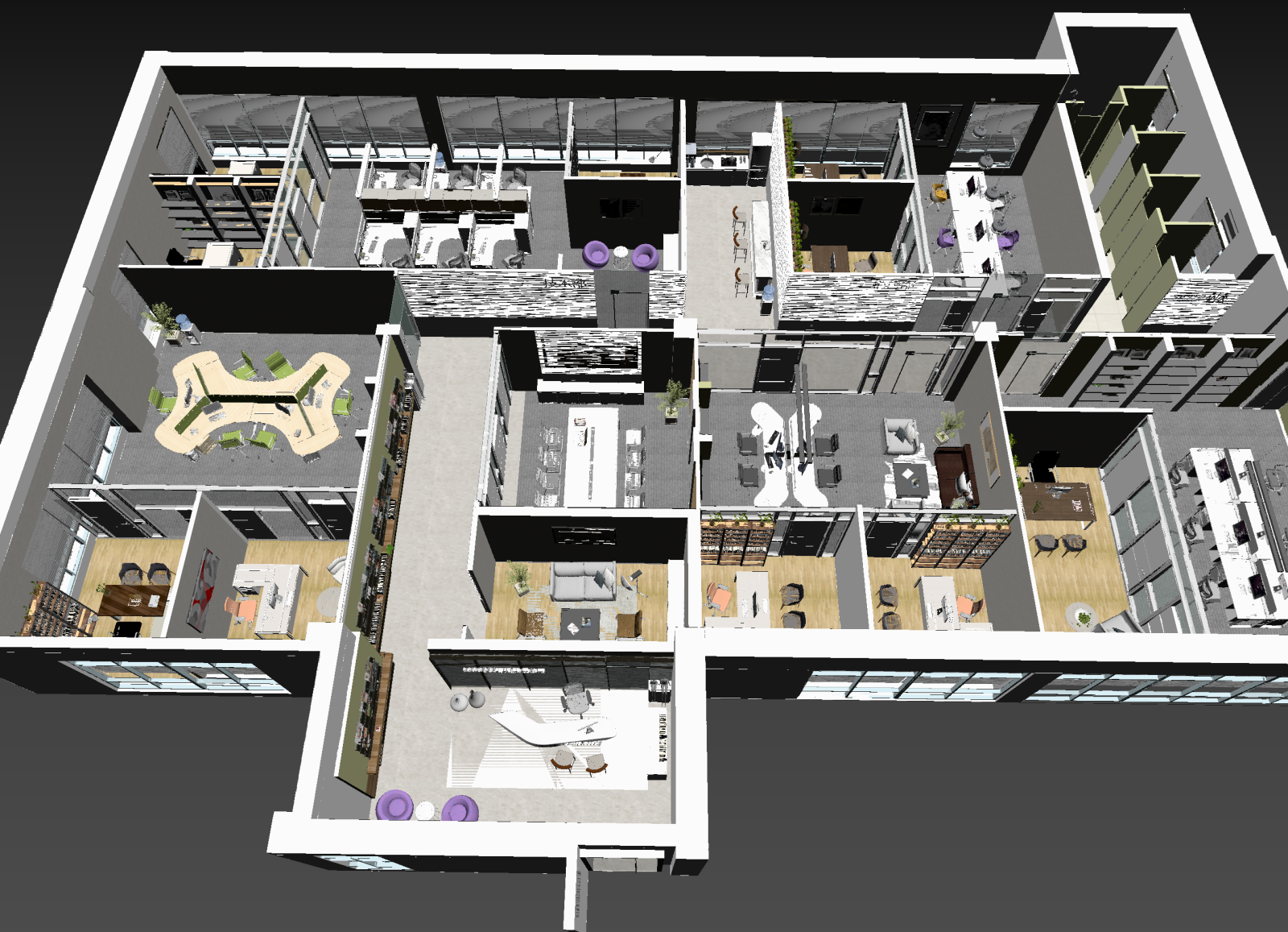 现代办公大厅3D模型下载【ID:1214423311】
