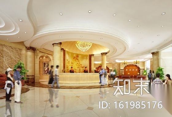 [内蒙古]经典酒店大堂室内装修图（含效果）cad施工图下载【ID:161985176】