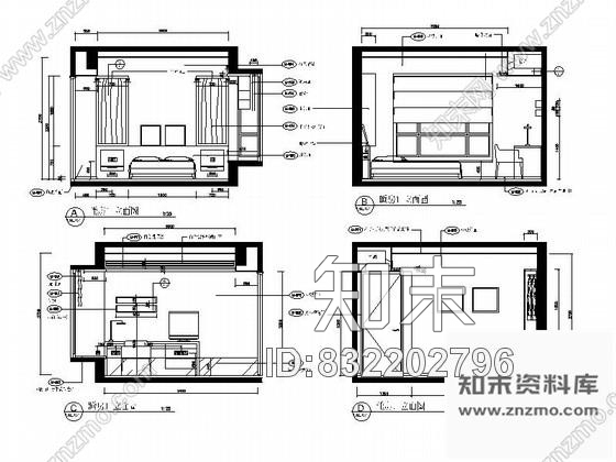 图块/节点现代装修次卧立面图cad施工图下载【ID:832202796】